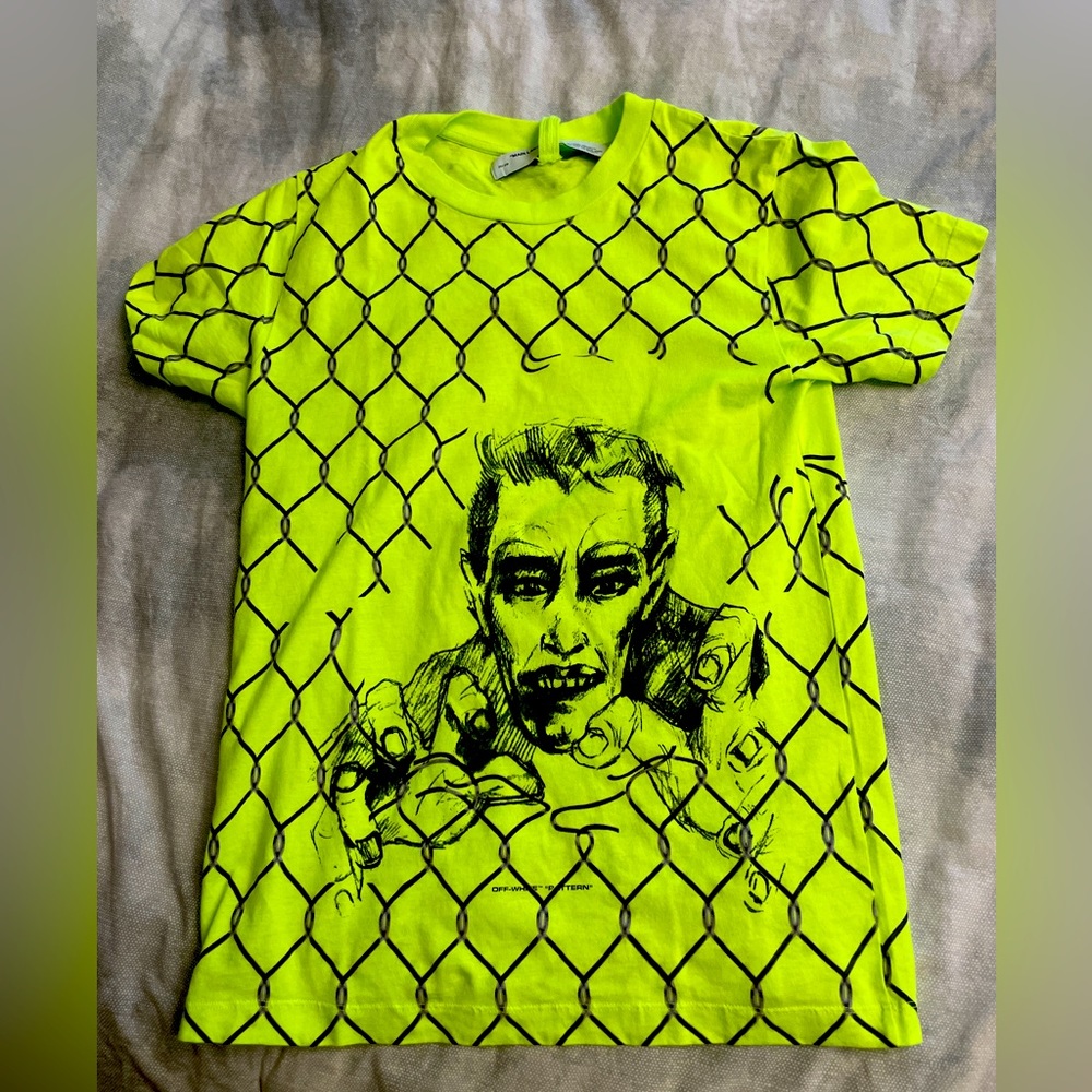 Off White Neon Yellow T-shirt “Pattern” Design By Virgil Abloh Size: Small Used